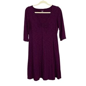 Horny Toad‎ Purple Dress Womens Medium 3/4 Sleeve Knit Casual Size M
